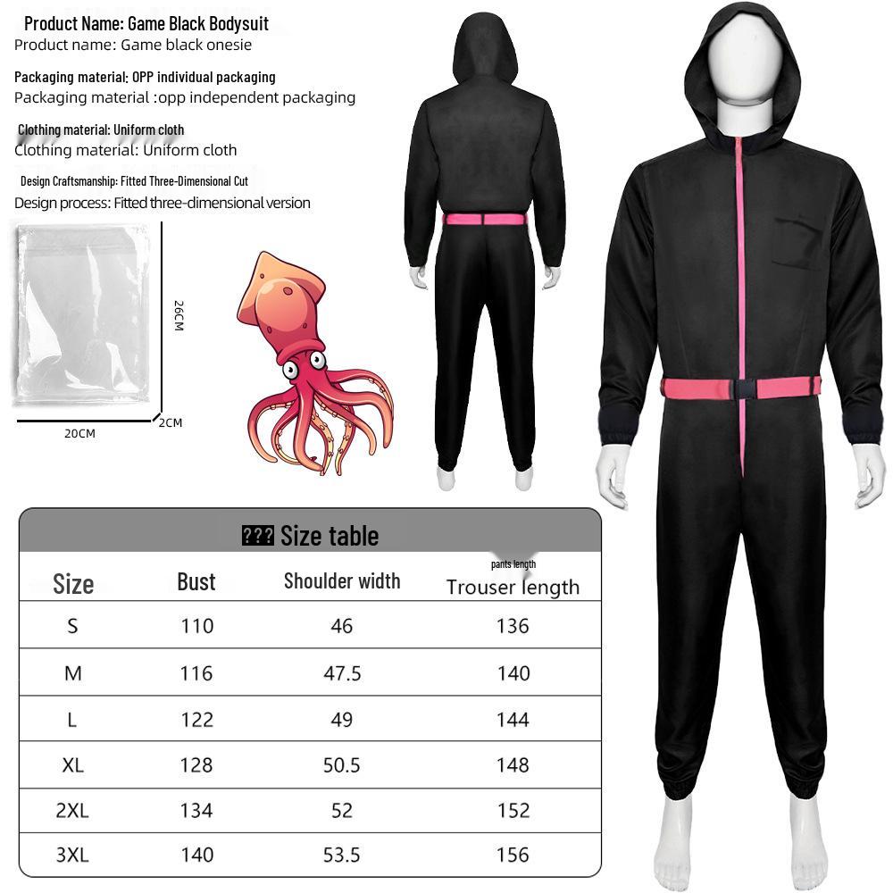 

Paper House Black Dali Cosplay Jumpsuit for Halloween, Role-Playing, and Stage Performances Child 130