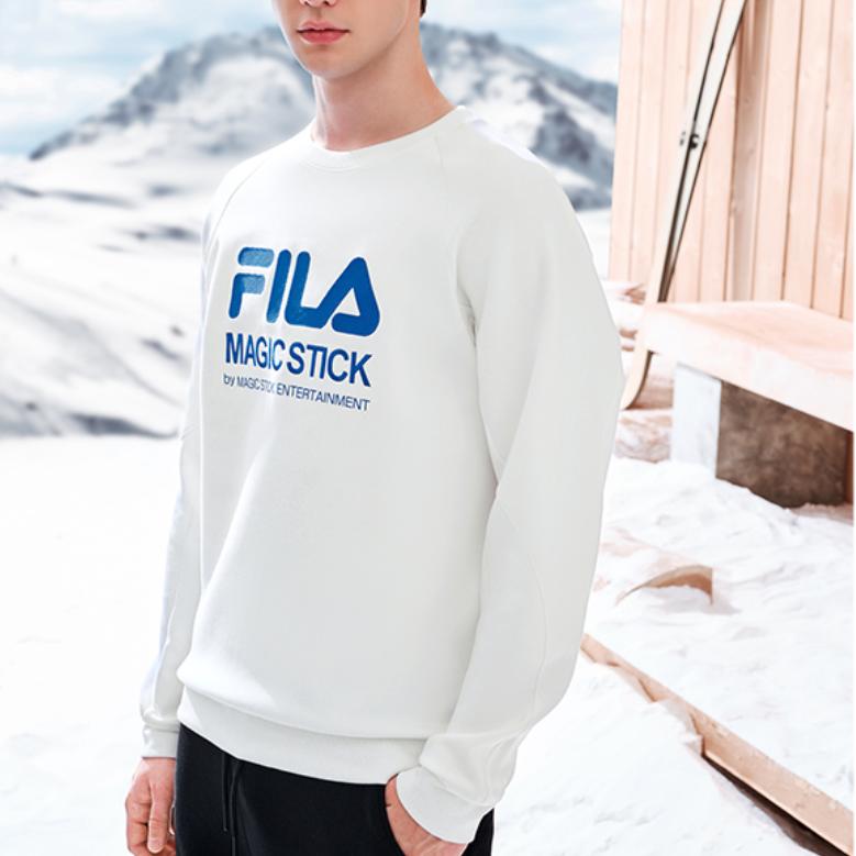 Men's FILA Sweatshirts Men's Standard White Crew Neck Moderate Regular
