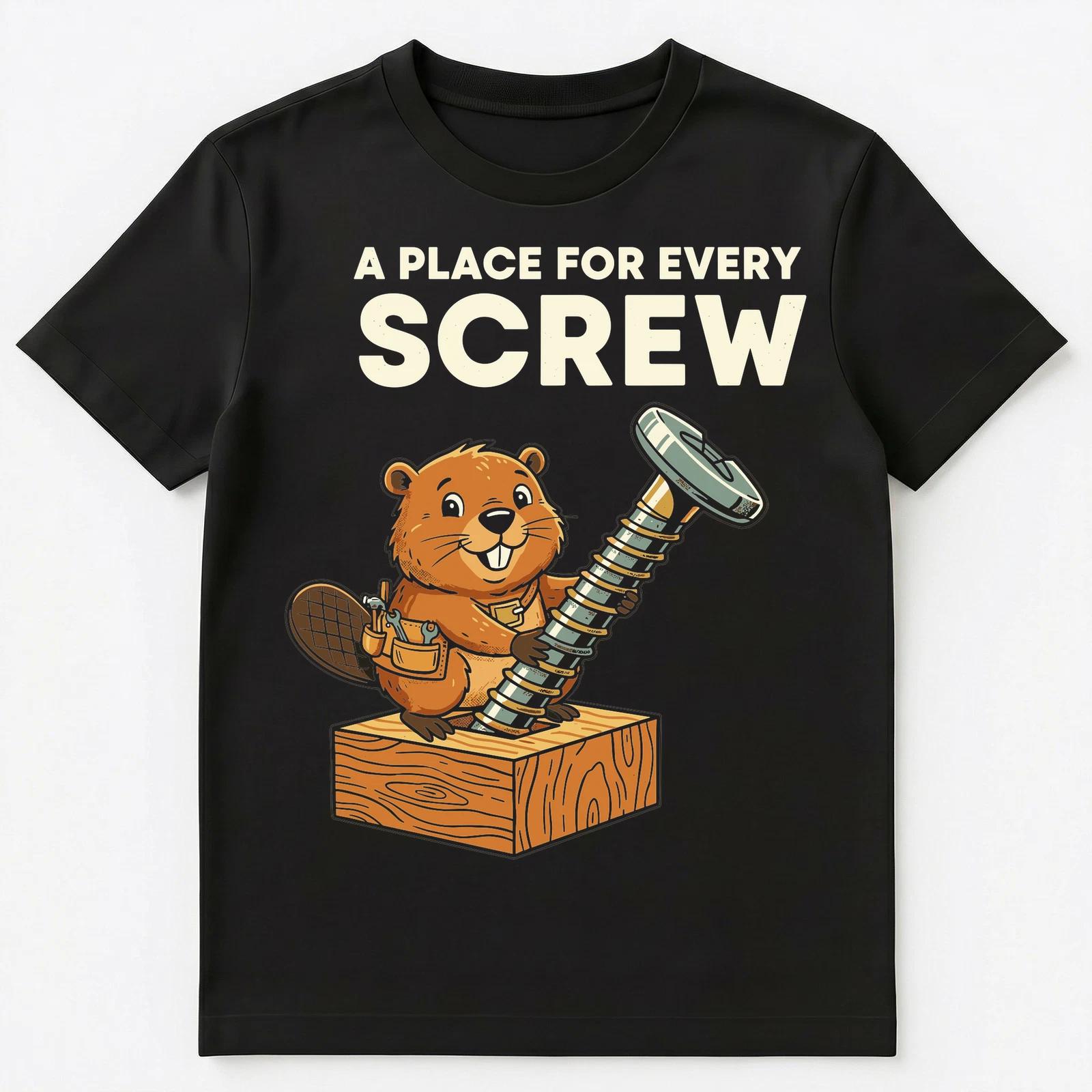 

Diy Enthusiast Beaver Screw Woodworking Pun Unisex T-Shirt 2XL