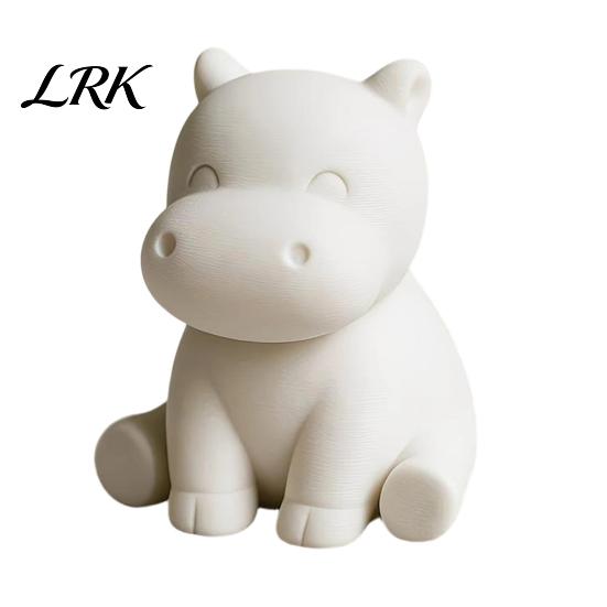 Healing Desk Decor 3D Printed Hippopotamus Statue, Mini Size Desktop Decoration, Solid Statue Matte White Finish Figurine for Home Office Hippo Shelf