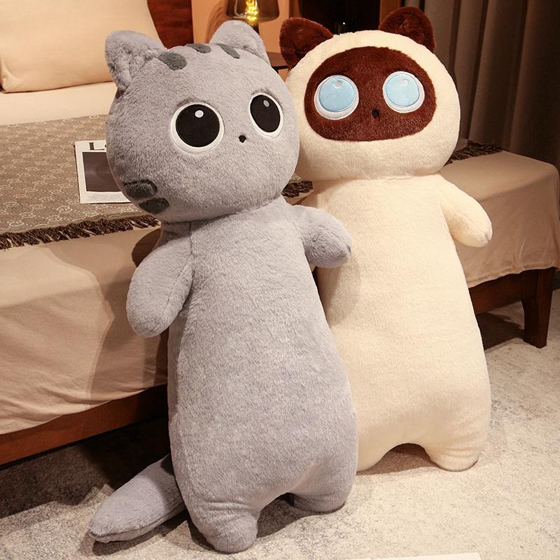 65-130CM Cat Plush Toy Long Pillow Stuffed Soft Cat Sleeping Pillow Sofa Cushion Accompany Doll Toys Xmas Gift