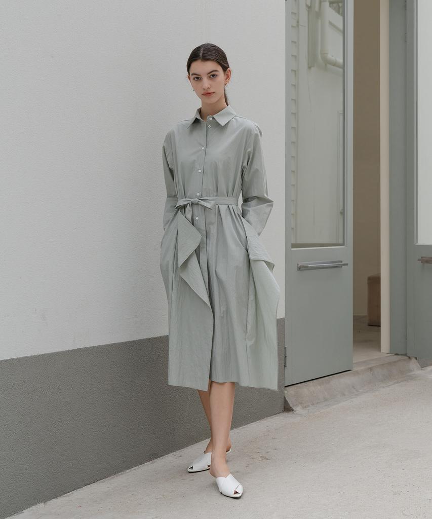 YOUNESS Pastel Green Shirt Dress