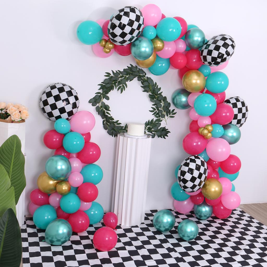 148 balloon sets for girls' birthday party decoration, pink and blue tea party party square background wall decoration balloons