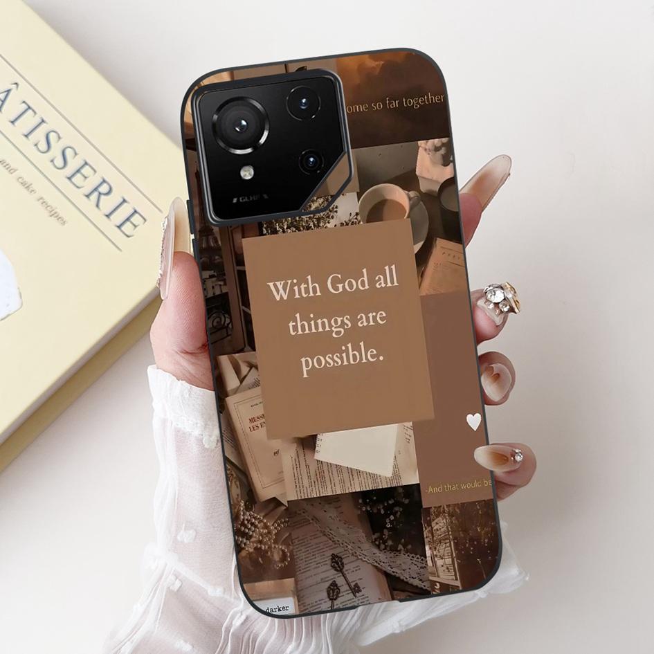 For Asus Rog Phone 9 Pro 5G Case Popular Flower Cartoon Soft Black Silicone Shockproof Cover For Asus Rog Phone 9 FE Phone9 Capa