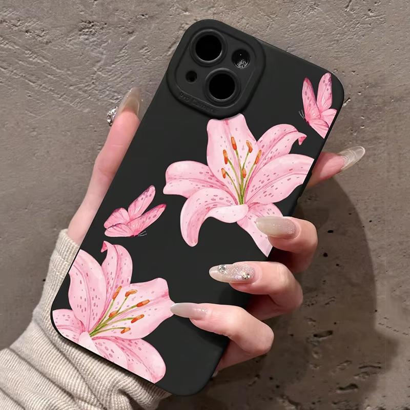 Minimalist Pink Hibiscus Flower Phone Case For Samsung Galaxy S25 S24 S23 S22 Ultra S21 Plus S20 FE A55 A54 A35 A15 Cover