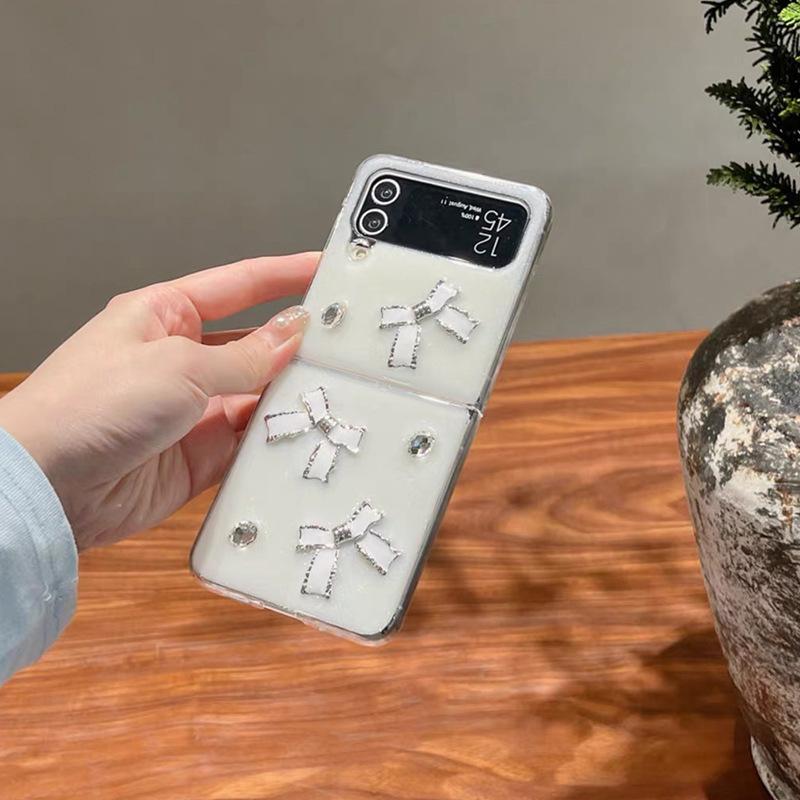 

Drip Glue Light Luxury Bow for Samsung Zflip 7 Flip Folding Screen Phone Case, New High-end Zfold 6 For Samsung ZFlip3