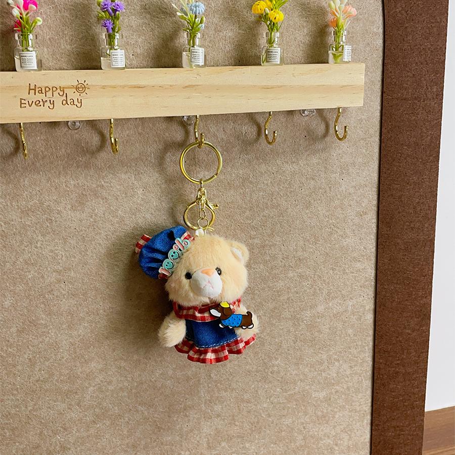 Creative cartoon dress-up teddy bear plush pendants, kitten keychains, soft stuffed dolls, cute teddy bear couple figurines