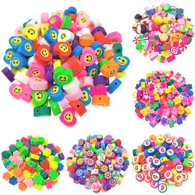 Round Beads New Loose Beads Diy Bracelet 10Pcs Handmade For Jewelry Making Spacer Clay Beads Flower Star Colorful Soft Ceramics Jewelry Accessories