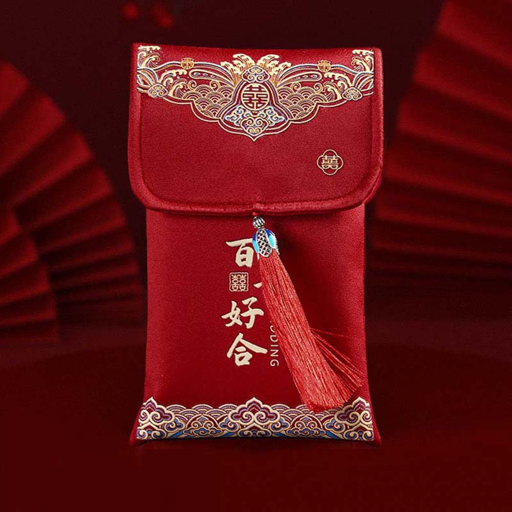 Beste Wünsche 2025 Geldtasche Brokatstoff Quaste Neujahrs-Geldbeutel Partygeschenke