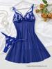 2025 New Sexy Ultra-Thin Lingerie Slip Dress with T-Pants, Transparent Mesh, Wheat Ear Embroidery Flirtatious Pajamas