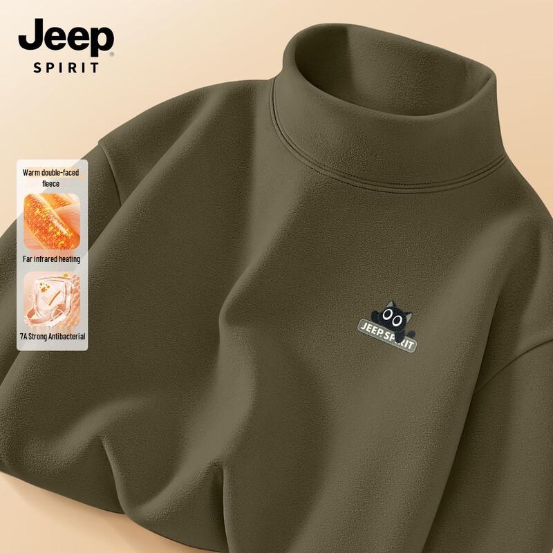 JEEP SPIRIT Men s German Velvet Warm Semi-High Collar Long Sleeve Base Layer Shirt L