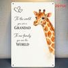 Vintage You Are The World Grandpa Metal Wall Plaque Bilingual Grandparent Art Sign 2D Flat Decor 7.87x11.8in