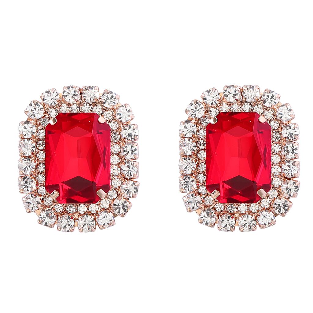 Spring 2024 New Metal Glass Rhinestone Heart Stud Earrings Engagement Party Luxury Jewelry Women's Elegant Shiny Accessories