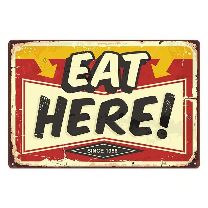 

Металлический постер из жести Фаст-фуд Винтажная жестяная табличка Металлическая ретро-тарелка Постер с хот-догом Настенный декор для кухни Кафе Дайнера Бара 20x30cm（7.8x11.8inch）