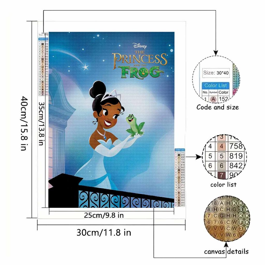 5D Diy Diamond Painting The Frog and The Princess Full Drill Rhinestones Mosaic Embroidery Handmade Products Home Decor Gift