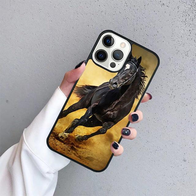 The Running Black Quarter Horse Cover For iPhone 17 Air 15 16 14 13 12 Pro Max 11 Pro Max Plus Phone Case Coque