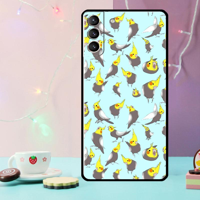 Cartoon Cockatiel Collage Phone Case For Samsung Galaxy S25 Ultra S20 S21 S22 S23 Plus S9 S10 S25 FE S24 Ultra Cover