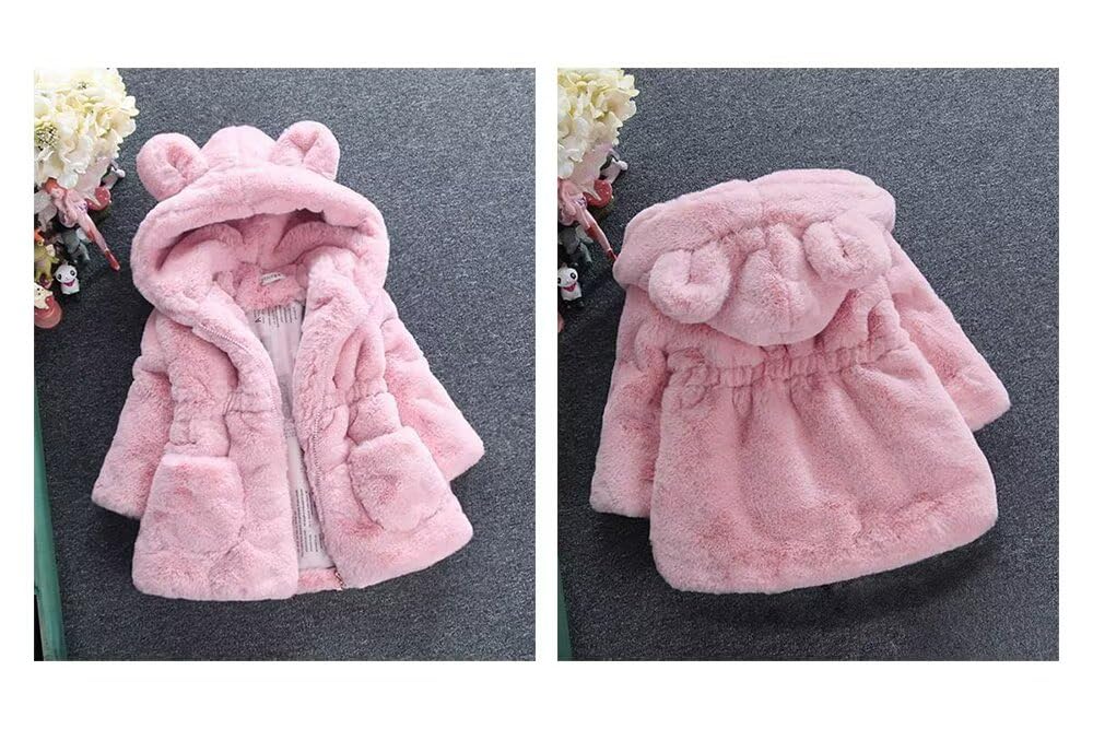 Kuhvvse Fleece Boa Kigurumi with Bunny or Bear Cute Fluffy Sizes Kids' Jacket, Girls' Ears, Outerwear, Fall, Winter, Spring, 90-140 (100 White)