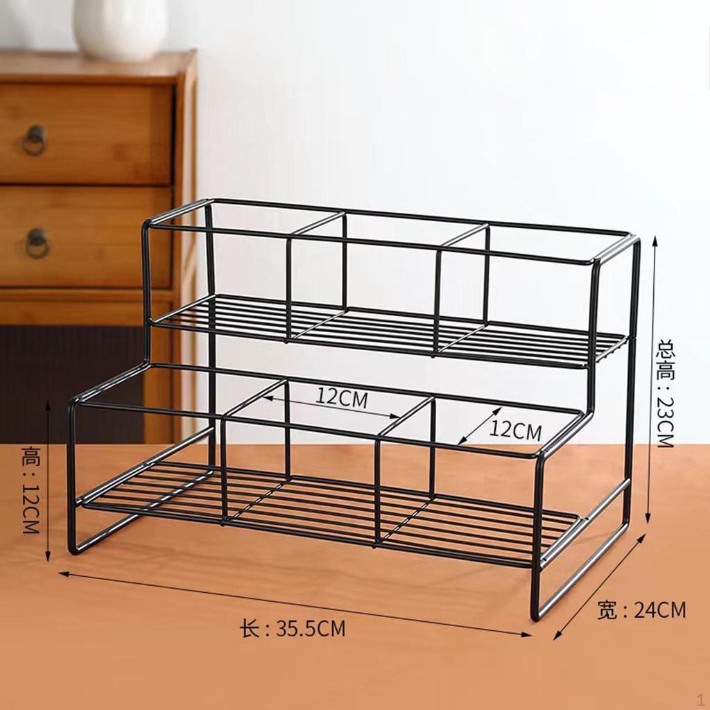 Coffee Syrup Rack Kitchen Countertop Organizer Bar Accessories Black Shelf for