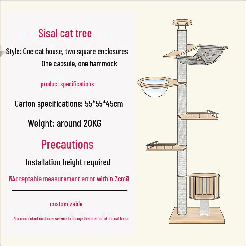 Solid Wood Cat Condo & Bed with Integrated Tree and Space-Saving Design for Large and Small Cats