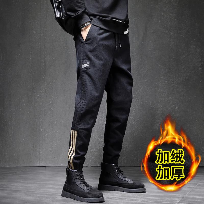 Fleece and thicker winter new casual pants men's large size loose trendy brand tooling Harlan pants men's sports pants men's