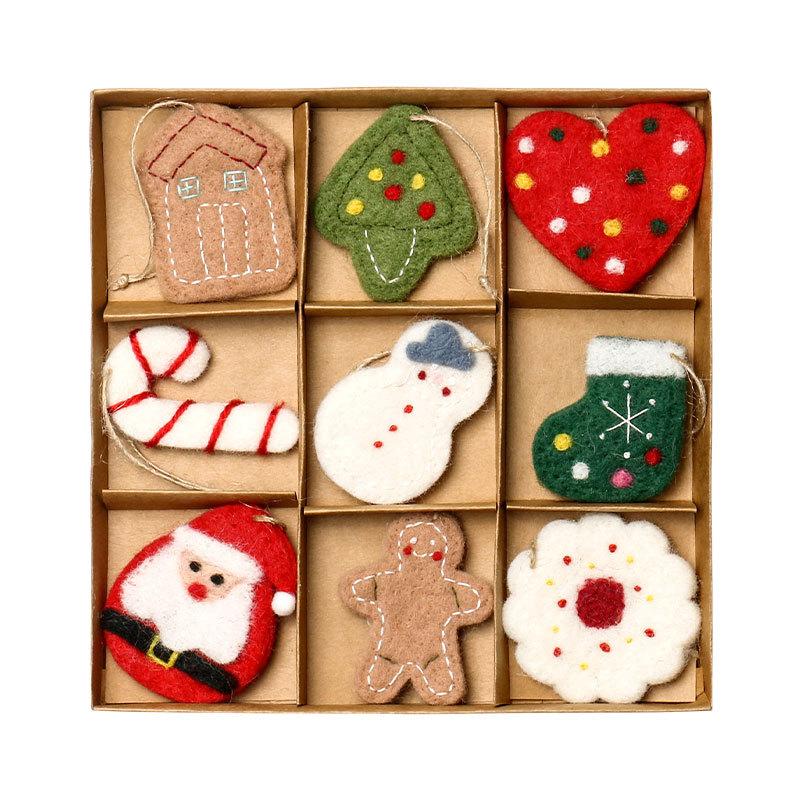 

Christmas Decorations - Santa Claus Snowman Woolen Felt Pendant Gift Box - Christmas Tree Ornaments белый