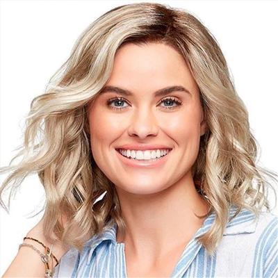 Synthetic Women Blonde Brown Wigs Dark Roots Short Natural Wave Fluffy Fake Hair Daily Use Party Cosplay High Temperature Fiber Wig