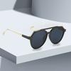 Vintage Sunglasses For Women Colorful Gradient Lenses Fashionable Glasses Double Bridge Glasses Metal Decoration For Men Women
