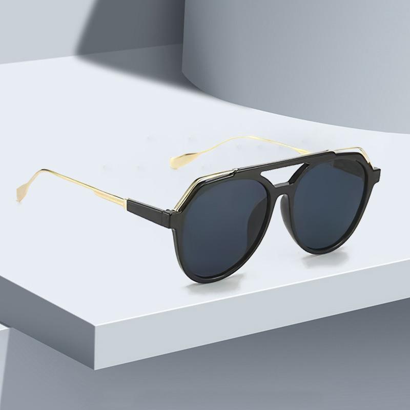 Vintage Sunglasses For Women Colorful Gradient Lenses Fashionable Glasses Double Bridge Glasses Metal Decoration For Men Women