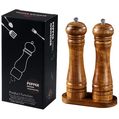 5/8/10 Inch Manual Pepper Grinder Sets Wooden Salt Pepper Mill Acrylic Ceramic Core Pepper Spice Mill Kitchen Salt Shakers Mill