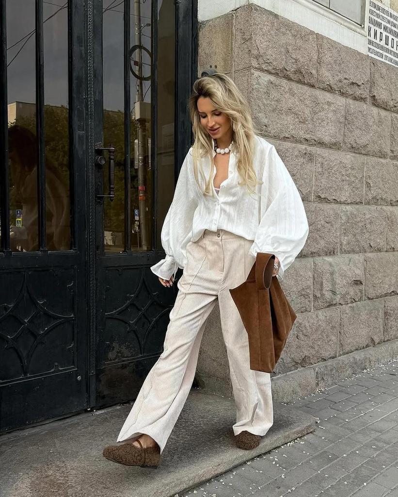 2025 Summer Women's Lapel Long-Sleeve Shirt: European & American Style, Loose Simple Design