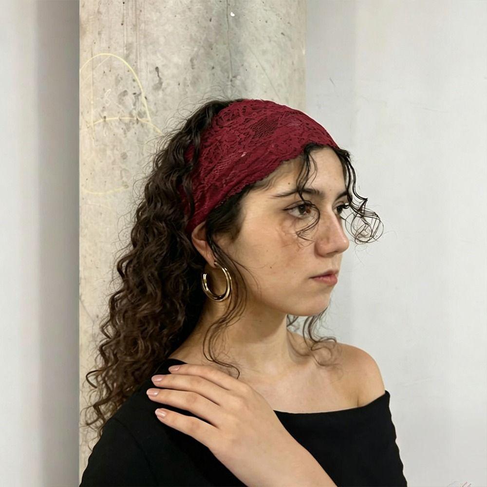Solid Color Elastic Headband Hollow Out Wide Headbands Fashion Women's Hairband Hair Accessories
