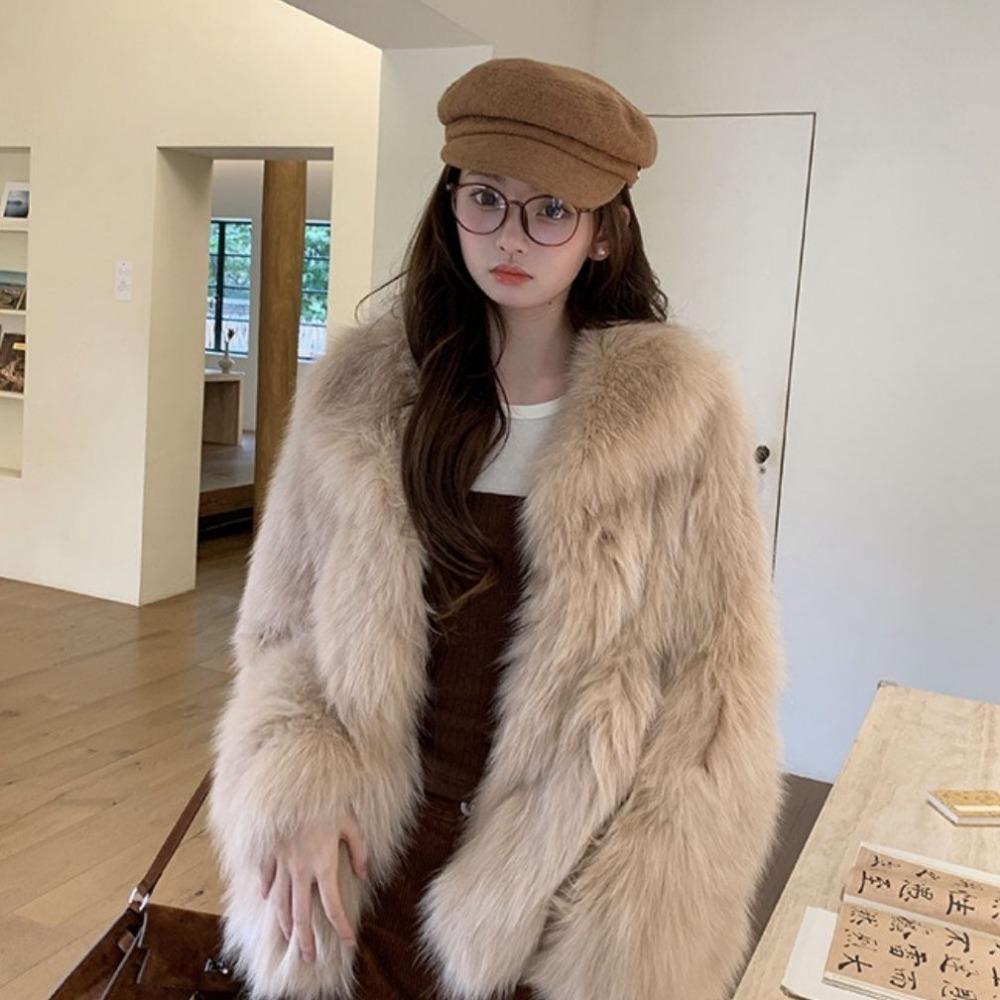 Autumn and Winter Environmentally Friendly Fur Coat Imitation Fox Hair Millennials Socialites Young Warm Thickened Loose Lapel Coat