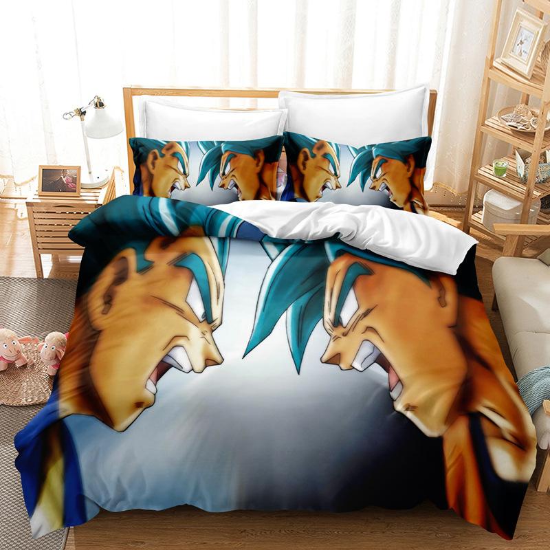 Goku Super Saiyan Duvet Cover Pillowcase Japanese Anime Dragon Ball Bedding Set 2/3pcs 3D Prints for Teens Quilt Cover