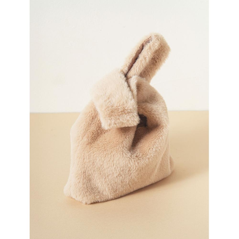 Daiso Bordle Fourrure Cabas Carré Marron