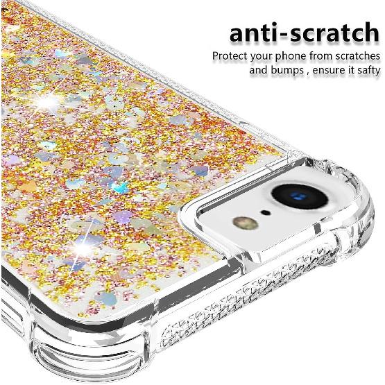 Kompatybilne z etui na iPhone SE 2020, Błyszczące brokatowe przezroczyste etui Pływający piasek kwarcowy Odporne na wstrząsy Ochronne Błyszczące Silikonowe Miękkie etui TPU dla iPhone 6/7