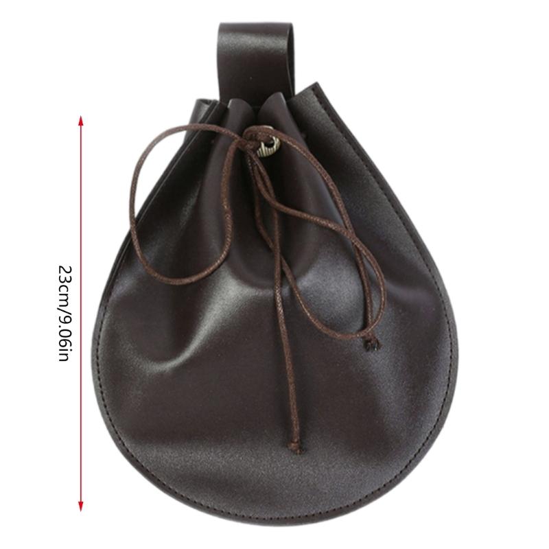 Medieval Faux Leather Belt Pouch,Portable Retro Renaissances Belt Bag Coin Purse Dices Bag for LARP,Halloween Cosplay
