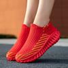 Green Platform Knit Sneakers Men Women Trainers Breathable Socks Men's Running Shoes Comfortable Slip-on Women's Sports Shoes