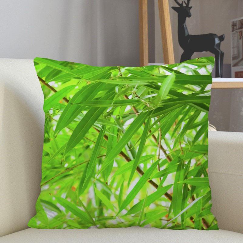Musife Green Bamboo Pillowcase Custom Square Pillow Cover Case Zipper Pillowcase 35X35,40X40,45X45Cm Drop Shipping 12.15