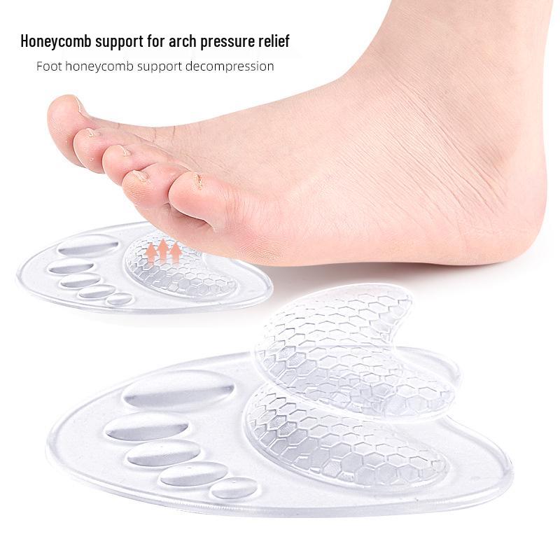 GEL Arch Honeycomb Forefoot Cushion - Anti-Abrasion, Pain-Relief, Self-Adhesive Insole for High Heels (Half-Size Adjustment)