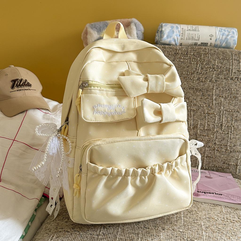 Schoolbag1011 new Korean ins schoolbag junior high school high school girls college students high value backpack bow backpack