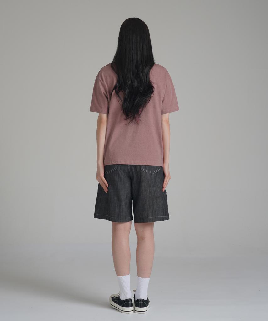 Noming Loose Fit Crop Pigment Short Sleeve - Burgundy