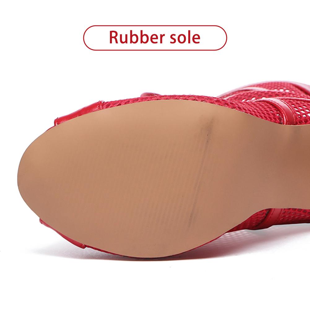 Buty do tańca czerwone damskie wysokie buty do tańca towarzyskiego buty do salsy i tanga dziewczęce modne na imprezę siateczkowe Cuto