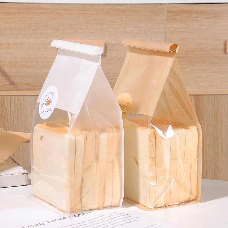 11pcs 111G Toast Packaging Bag Sliced Toast Croissant Mochi Pack Bag Iron Wire Self Sealing Bread Bag