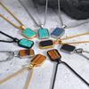 Men's Geometric Pendant Necklace with Turquoise, Tiger Eye, Lapis Lazuli & Stainless Steel