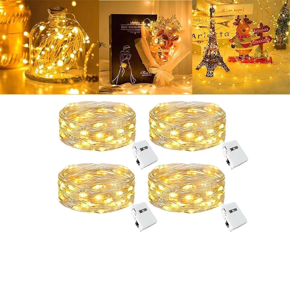 4Pack LED Fairy String Lights 2M/20 LEDs Battery Operated 3 Mode Lamp for Bottle Christmas Tree Wedding Balcony Party Decoration