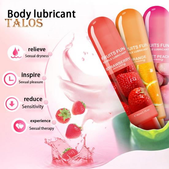 80ML Sex Lubricant Water Based Non-greasy Natural Plant Extract Pleasure Enhancer Non-staining Strawberry Blueberry Flavored Couples Lubricant Adult