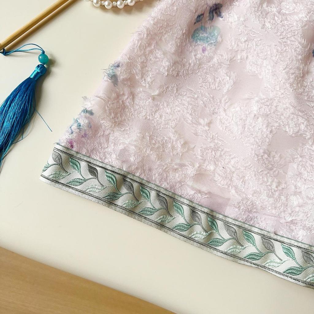 Sommer Hanfu Kleid für Mädchen ärmellos mit Froschknöpfen