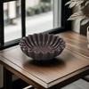HandCrafted Marble Ruffle Bowl - Antique Scallop Fruit Dish, Vintage Ring Dish, Decorative Flower Bowl, House Warming and Wedding Present (Black M)