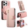 2 in 1 Detachable Cards Solt Zipper Wallet Leather Case For iPhone 16 Pro Max 15 Plus 14 13 12 11 RFID Purse Pocket Flip Cover